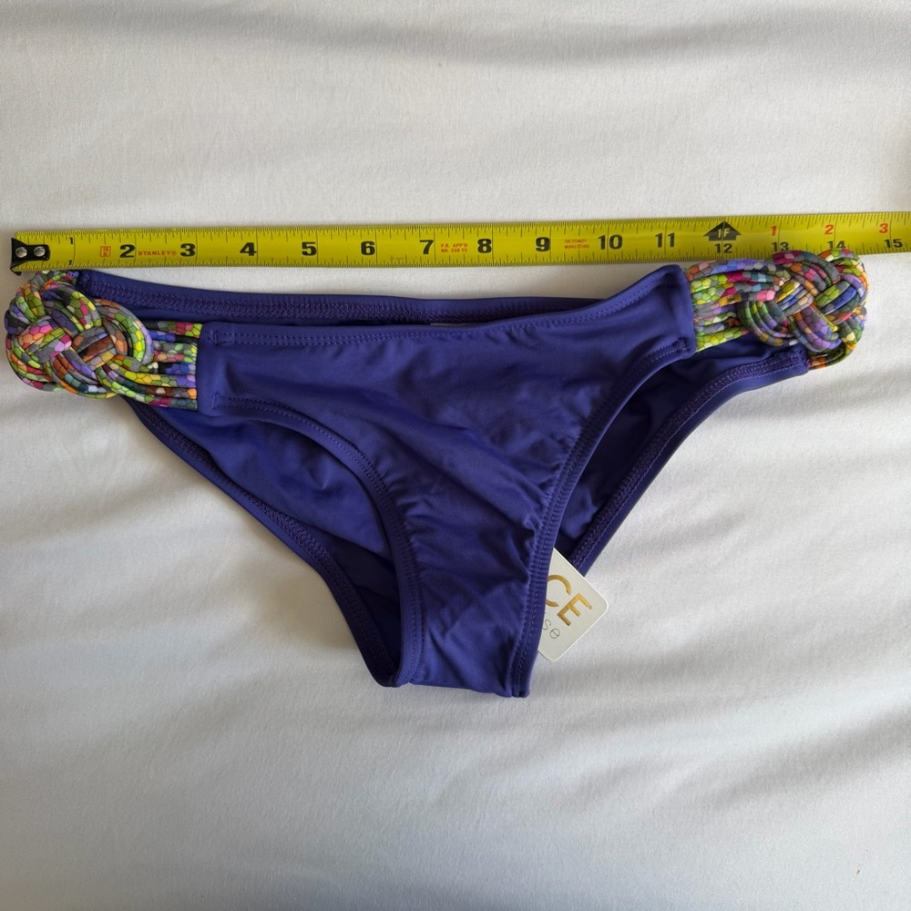 NWT L*Space "Tesserae" Purple Iris Colorful Knot Macrame Back Bandeau Bikini - Picture 16 of 17